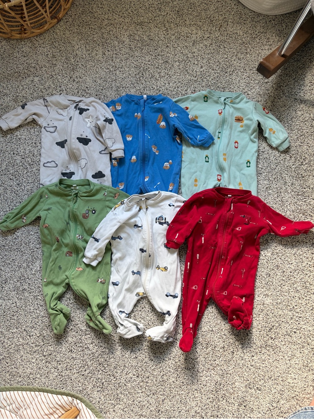 Pekkle Baby Boy Sleepers 6-Piece Bundle 0–3M Zip Footed Pajamas